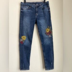 Zara Blue Jeans with Floral Embroidery